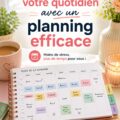 Un étudiant en train d'organiser son planning avec un ordinateur et des notes.