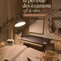 Un étudiant stressé préparant ses examens avec un calendrier et des livres.