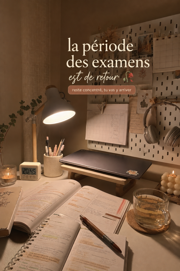 Un étudiant stressé préparant ses examens avec un calendrier et des livres.