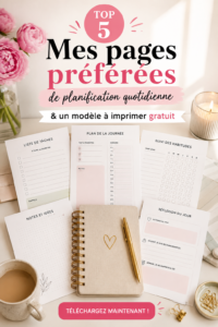 Un exemple de page de planificateur quotidien pour étudiants, avec des sections pour les tâches et les objectifs.