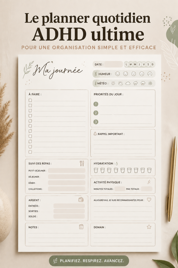 Image d'un planner organisé avec des fournitures scolaires, symbolisant une bonne productivité étudiante.