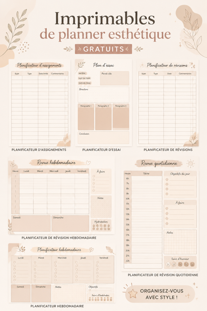 Un planner esthétique avec des couleurs pastel sur un bureau décoré