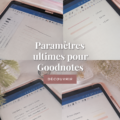 capture d'écran des réglages Goodnotes sur un iPad avec un planificateur ouvert