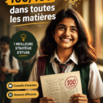 Étudiante concentrée en train d'étudier avec des notes et un ordinateur.