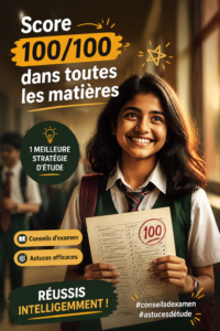 Étudiante concentrée en train d'étudier avec des notes et un ordinateur.