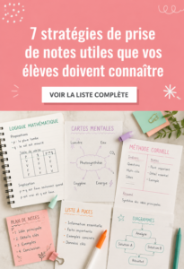 Un étudiant prenant des notes dans un carnet pendant un cours.