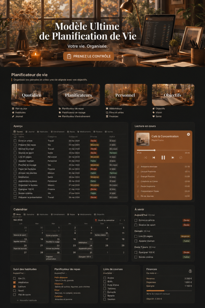 template Notion pour organiser la vie étudiante