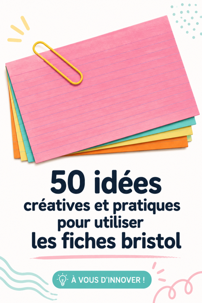 Des cartes index disposées sur une table de bureau, avec des notes colorées pour l'étude.