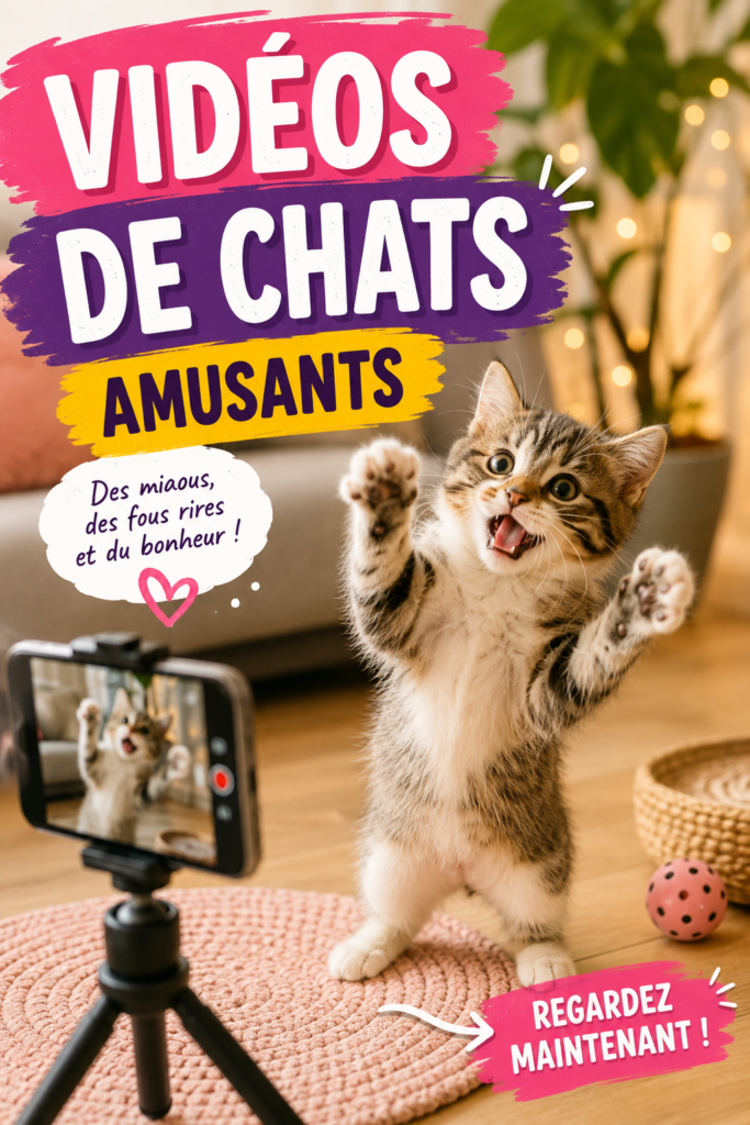 Un chat jouant avec une pelote de laine, créant une scène amusante pour les vidéos de chats.