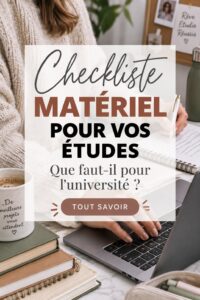 Image d'une checklist des fournitures scolaires pour les étudiants en université.