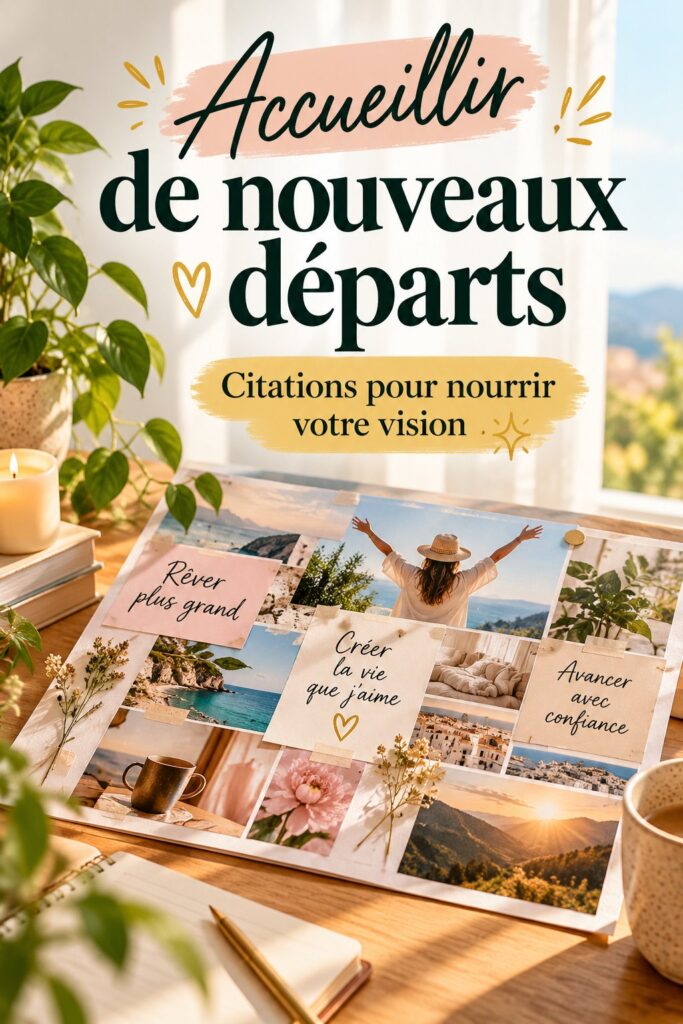 Tableau de vision avec des citations inspirantes et des images motivantes