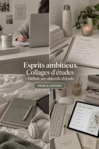 Un collage d'objectifs d'études coloré et inspirant sur un mur d'étudiant.