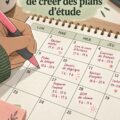 Un étudiant concentré sur son plan d'étude, entouré de livres et de fournitures scolaires.