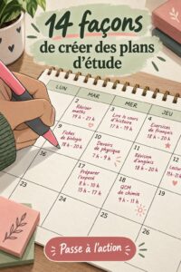 Un étudiant concentré sur son plan d'étude, entouré de livres et de fournitures scolaires.