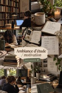 Espace d'étude décoré avec des éléments inspirants et motivants