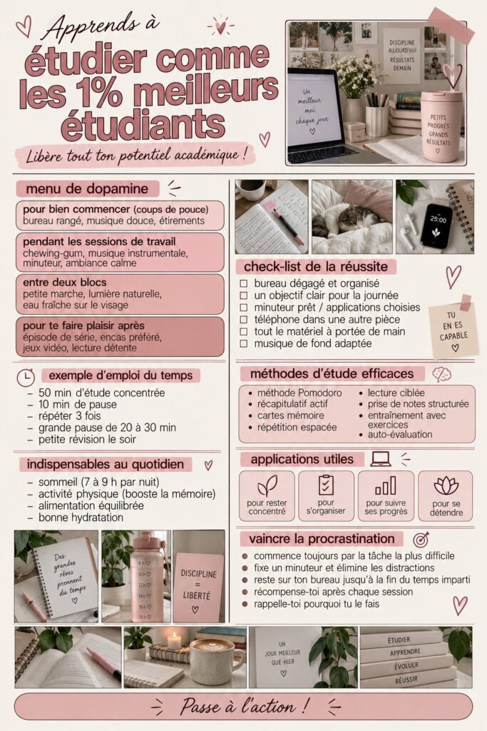 Un étudiant concentré dans un environnement d'étude bien organisé, illustrant les meilleures méthodes d'étude.