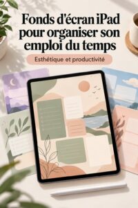 Un iPad avec un fond d'écran de calendrier stylé pour les étudiants