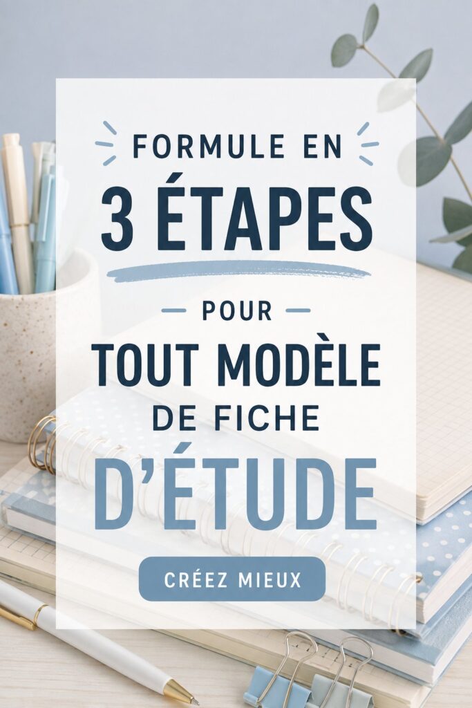 Étudiant créant un guide d'étude avec un plan organisé en trois étapes.
