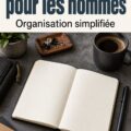 Un Bullet Journal ouvert avec des stylos colorés, prêt à être utilisé pour l'organisation.