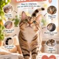 Un chat assis près d'un livre ouvert, observant attentivement, illustrant le langage félin.