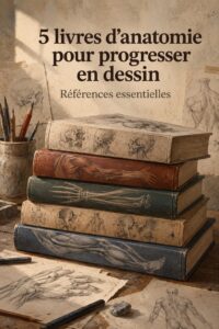 Couverture d'un livre d'anatomie pour les artistes, montrant des illustrations détaillées du corps humain.