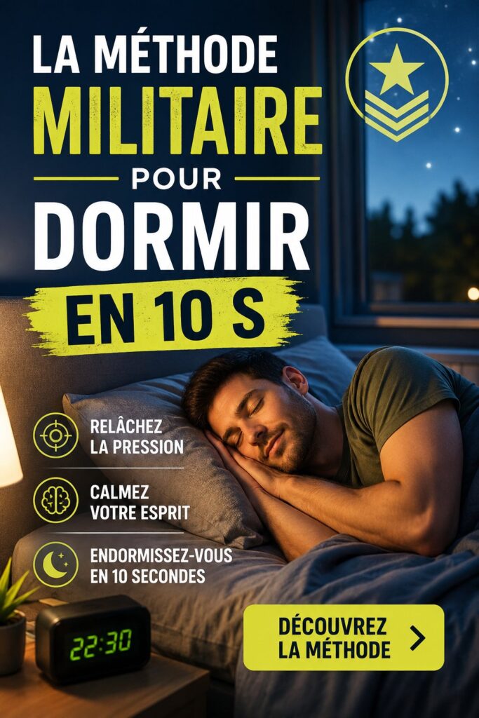 Un étudiant appliquant la méthode militaire pour s'endormir rapidement et profiter d'une meilleure nuit de sommeil.