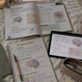 Étudiant prenant des notes esthétiques sur un carnet avec des stylos colorés