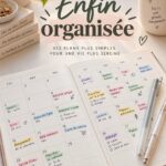 Étudiant travaillant sur un bureau organisé avec un ordinateur et des fournitures scolaires.