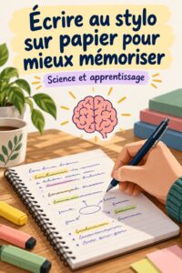 Etudiant écrivant dans un carnet, illustrant l'organisation des pensées sur papier.