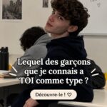 Une personne réfléchissant à ses préférences amoureuses avec des illustrations de partenaires divers en arrière-plan.
