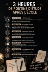 Élève concentré dans un espace d'étude organisé après l'école.