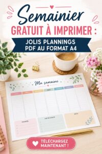 Un semainier élégant imprimable qui aide à organiser son emploi du temps