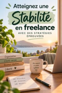 Un freelance travaillant sur son ordinateur portable dans un café, illustrant la stabilité professionnelle.