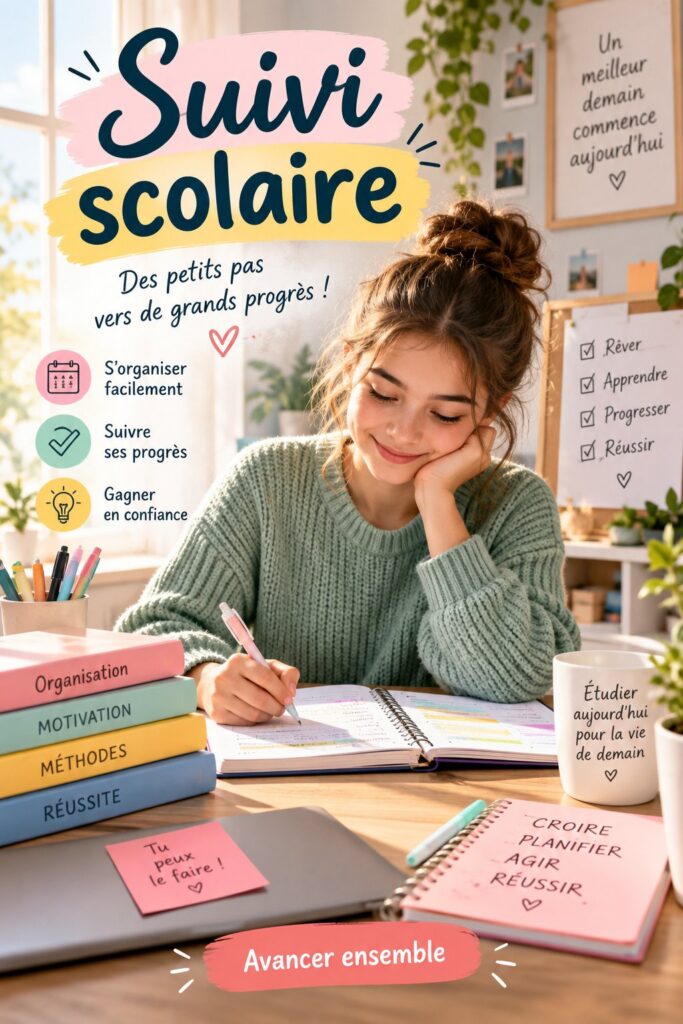 Étudiant utilisant un calendrier pour organiser son suivi scolaire.