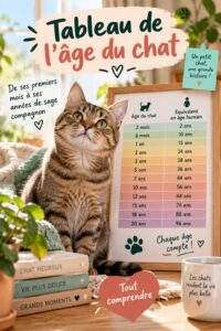 Tableau comparatif de l'âge des chats et des humains