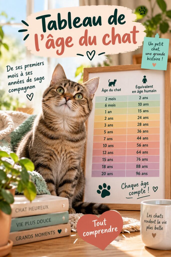 Tableau comparatif de l'âge des chats et des humains