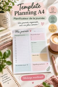 Modèle de planning quotidien sur Canva pour étudiants