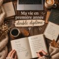 Deux étudiants assis sur une chaise avec des livres représentant une double majeure