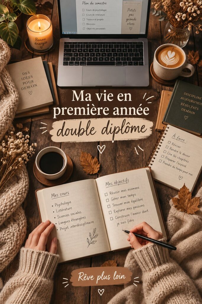 Deux étudiants assis sur une chaise avec des livres représentant une double majeure