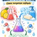 Illustration montrant des acides, bases et sels en chimie