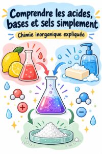 Illustration montrant des acides, bases et sels en chimie