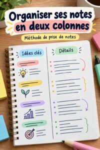 Un étudiant prenant des notes de manière organisée avec des surligneurs