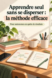 Étudiant en train d'étudier seul dans un environnement calme et organisé