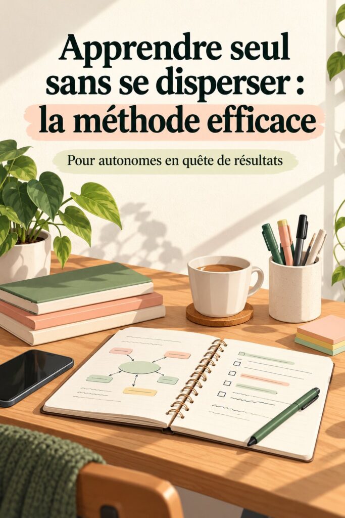 Étudiant en train d'étudier seul dans un environnement calme et organisé