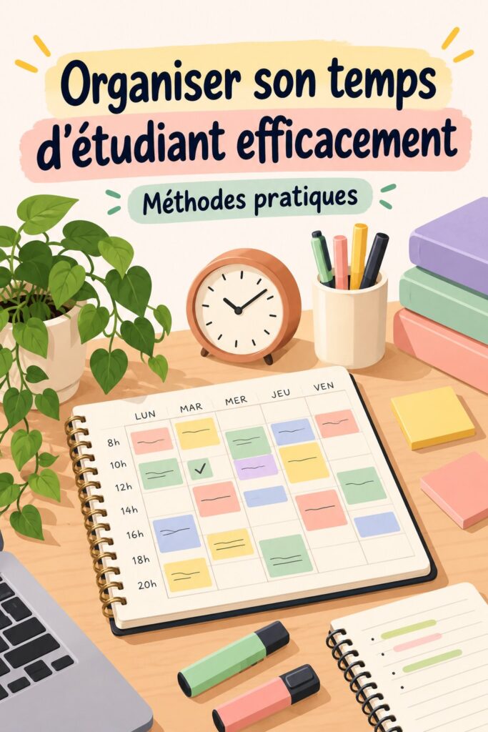 Un étudiant utilise un agenda pour planifier son emploi du temps