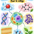 Étudiant en train d'étudier les bases chimiques de la vie avec un livre ouvert et des notes.