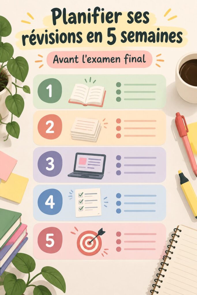 Un étudiant concentré sur son plan d'étude pour les examens