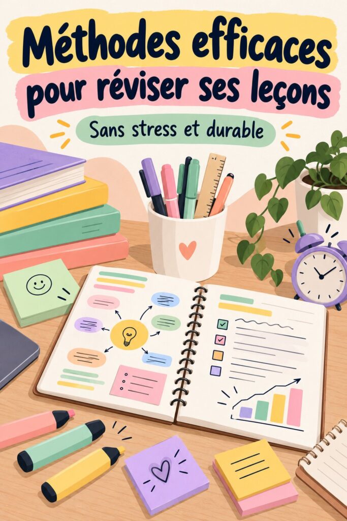 Un étudiant concentré en train de réviser avec des cahiers et du matériel scolaire.