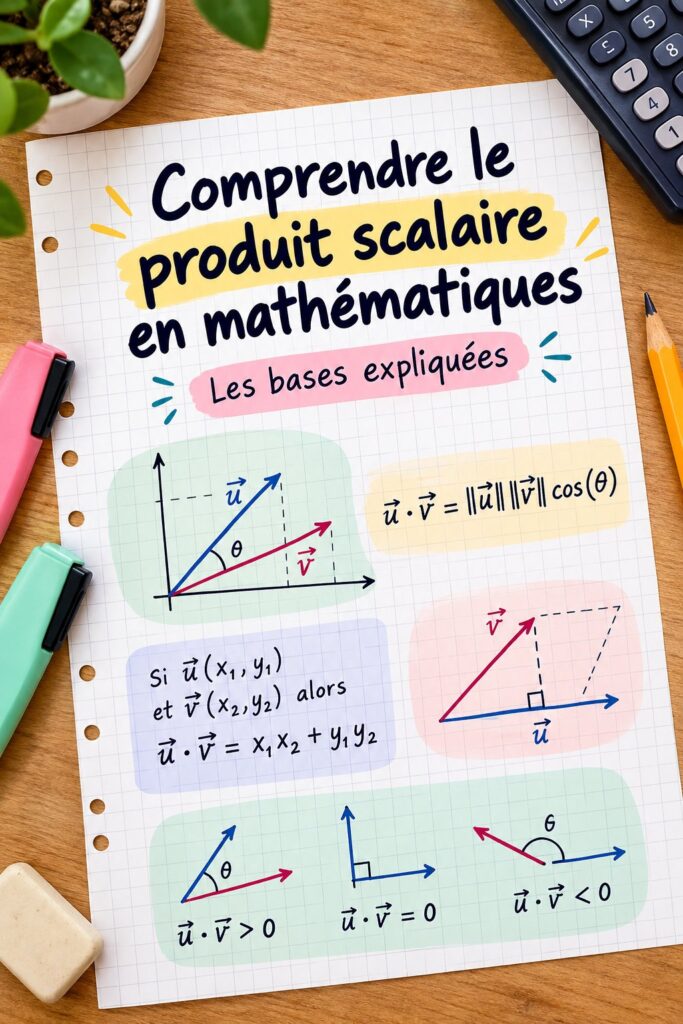 Illustration expliquant le produit scalaire en mathématiques