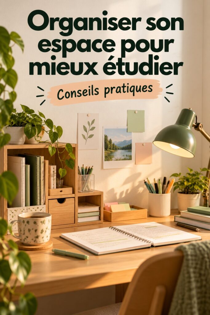 Étudiant organisé sur son bureau avec des outils d'étude.
